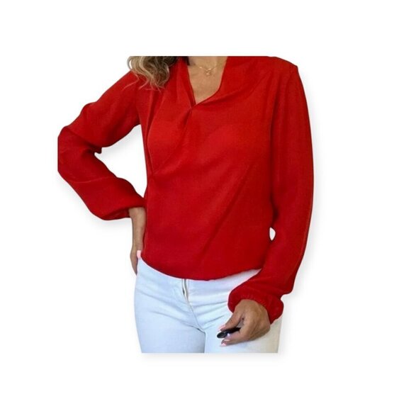 Haute Hippie Red Silk Tie-Front Blouse L - Picture 5 of 15